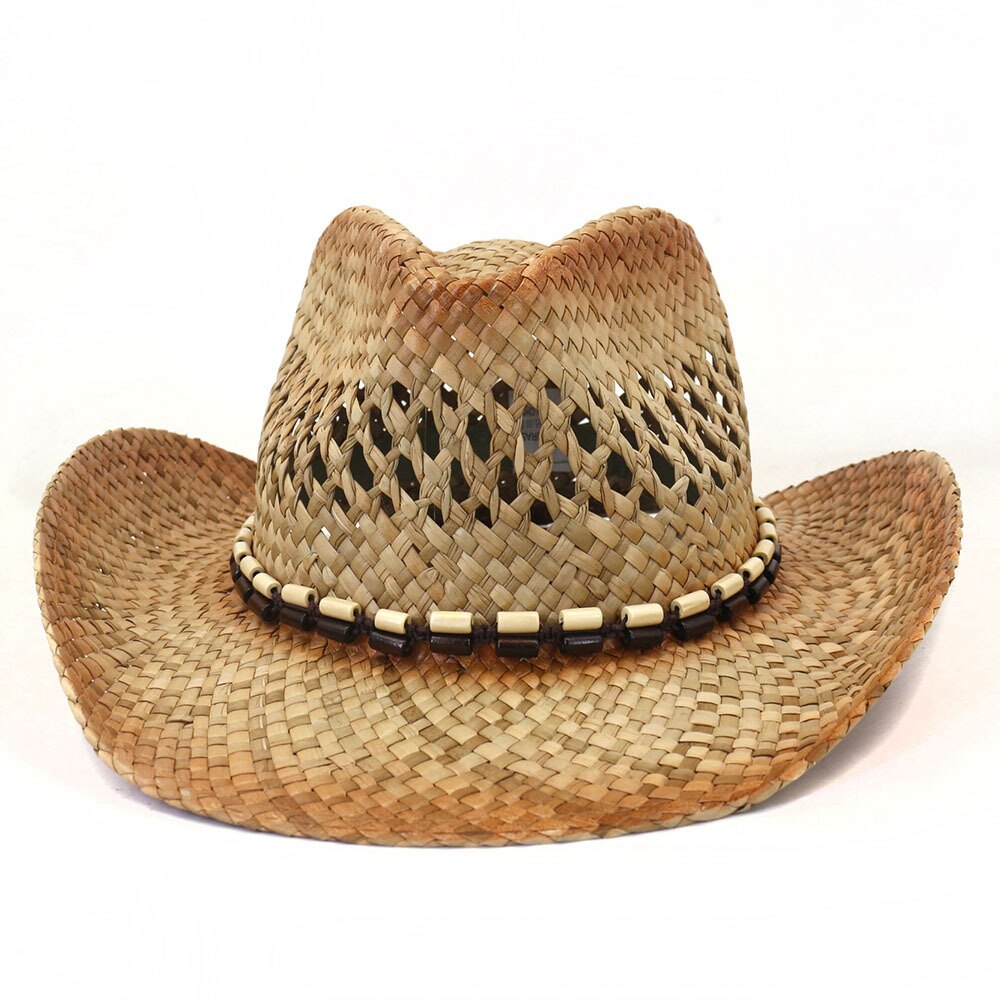 Vintage Leather Cowboy Sun Protection Straw Hat For Men And Women